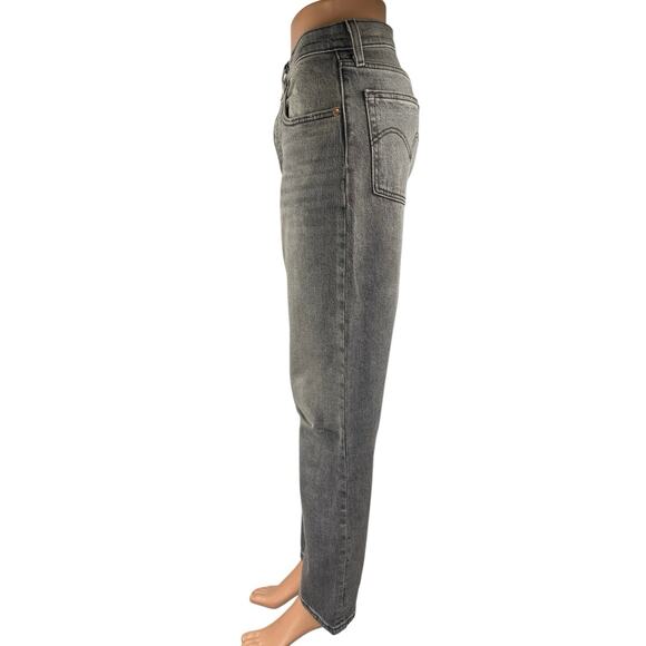 Levi's Women's Black High Waisted Button Fly Straight Leg Denim Jeans Pants 30 - Picture 2 of 4